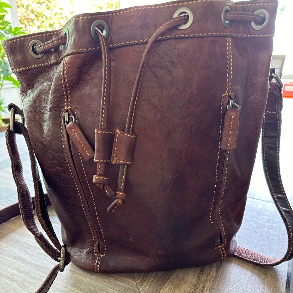 Vintage Jack Georges leather bucket bag.